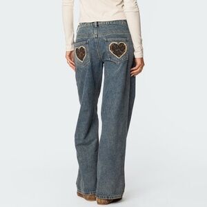 Edikted Leopard Print Heart Jeans!! Just got them for Christmas, like new.